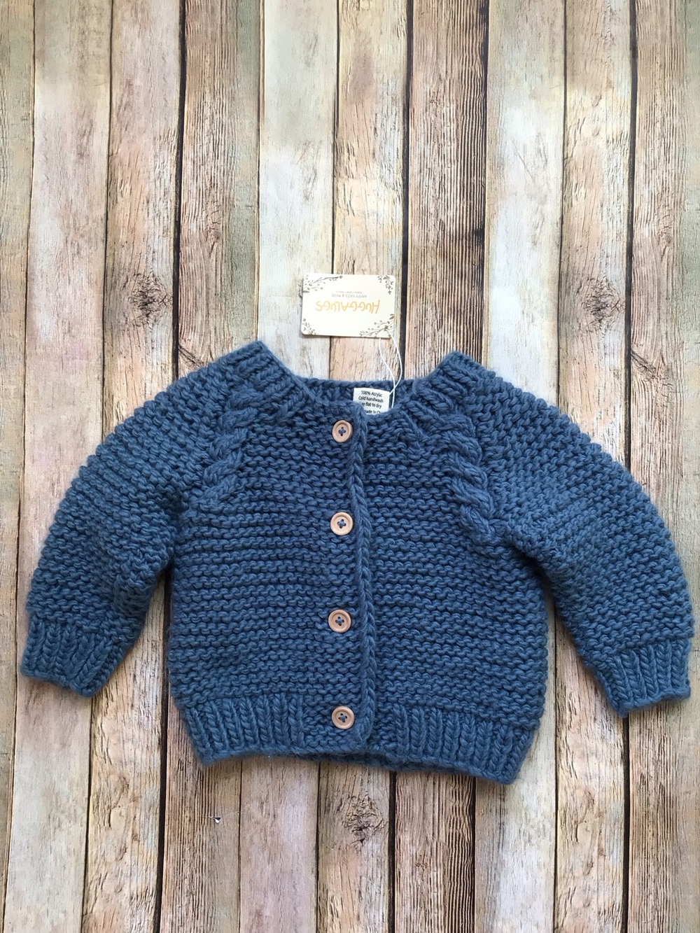 NWT Huggaluggs Slate Garter Stitch Cardigan